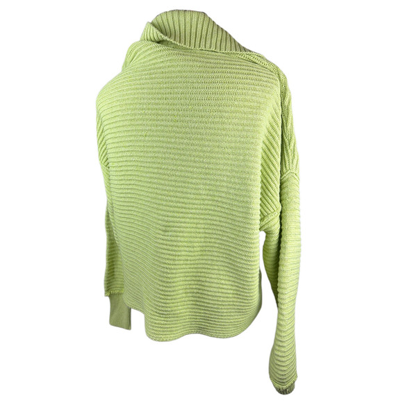 Free People Marlie Slouchy Oversized Sweater Ribbed V-Neck Lime Green Size Large - Picture 15 of 16